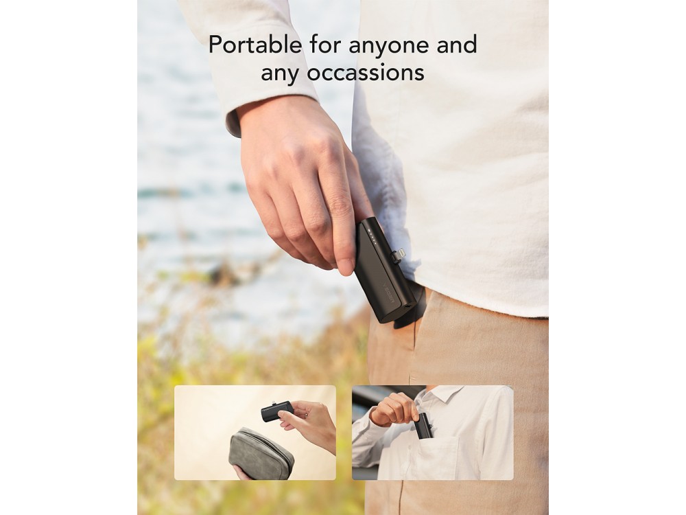 Veger V0556P 5000 PD 22.5W Lightning Mini Power Bank 5.000mAh Power Delivery & QC3.0, Black