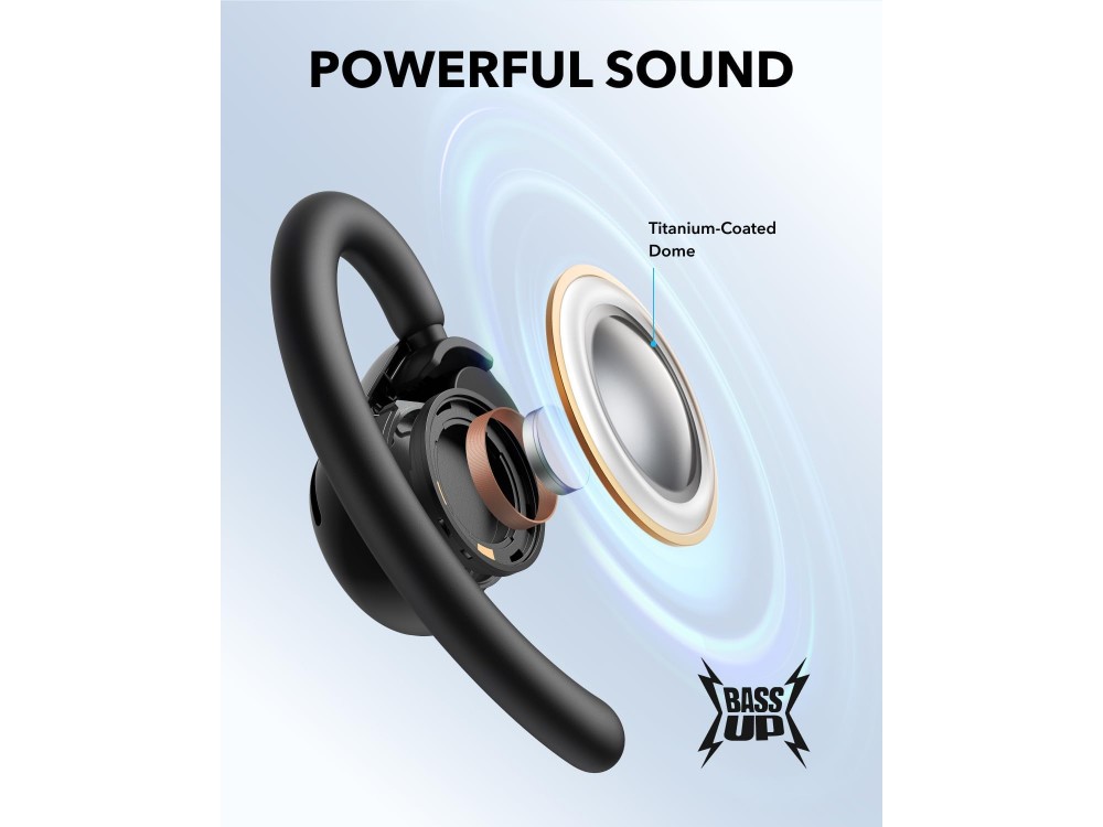 Anker Soundcore V20i Bluetooth 5.4 Ακουστικά Open-Ear με Αντοχή στον Ιδρώτα & RGB LED Lights, Black