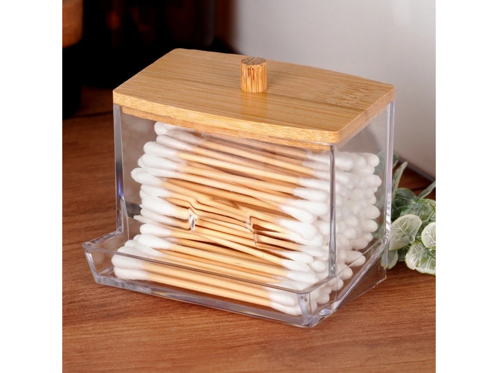 Vilde Cotton Bud & Cotton Case with Bamboo Lid
