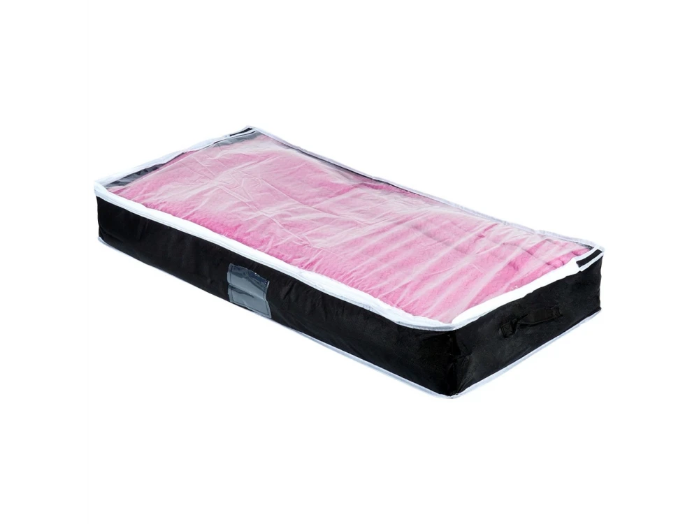Vilde Fabric Clothes Storage Bag 67L 100x45x15cm with Window, Black