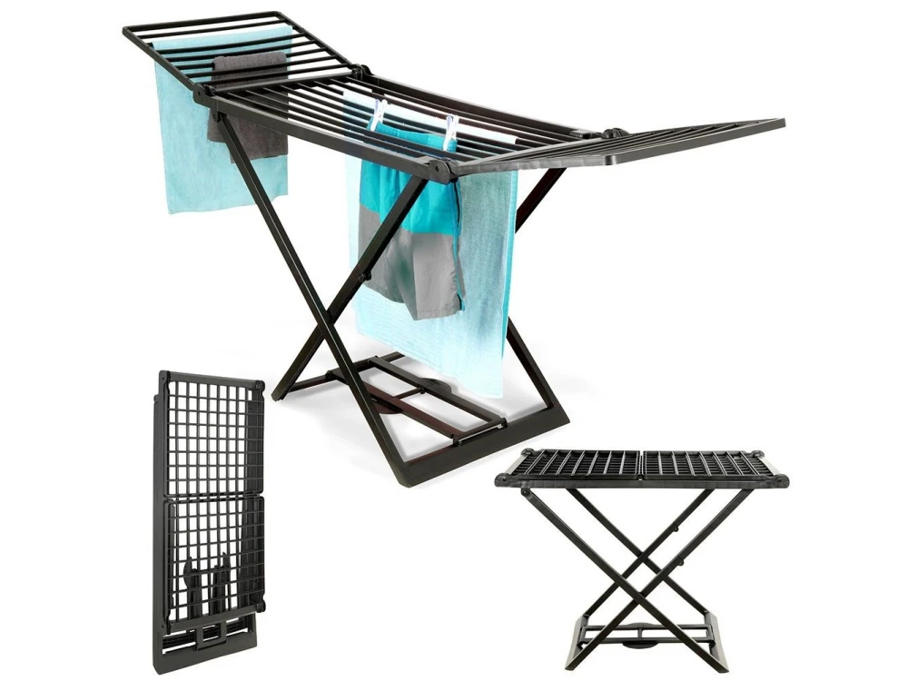 ProGarden Folding Floor Hanging Clothesline, with Extension Length 208cm, Black