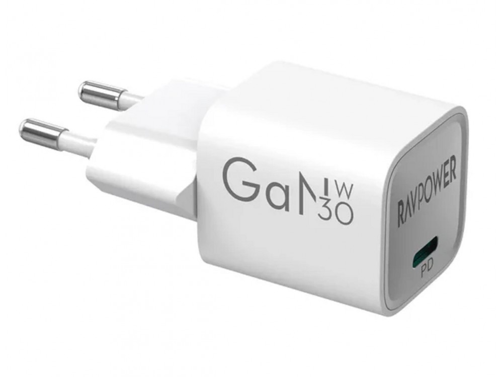 RAVPower RP-PC1056 Φορτιστής πρίζας 30W Type-C με GaN 5.0 PD, White