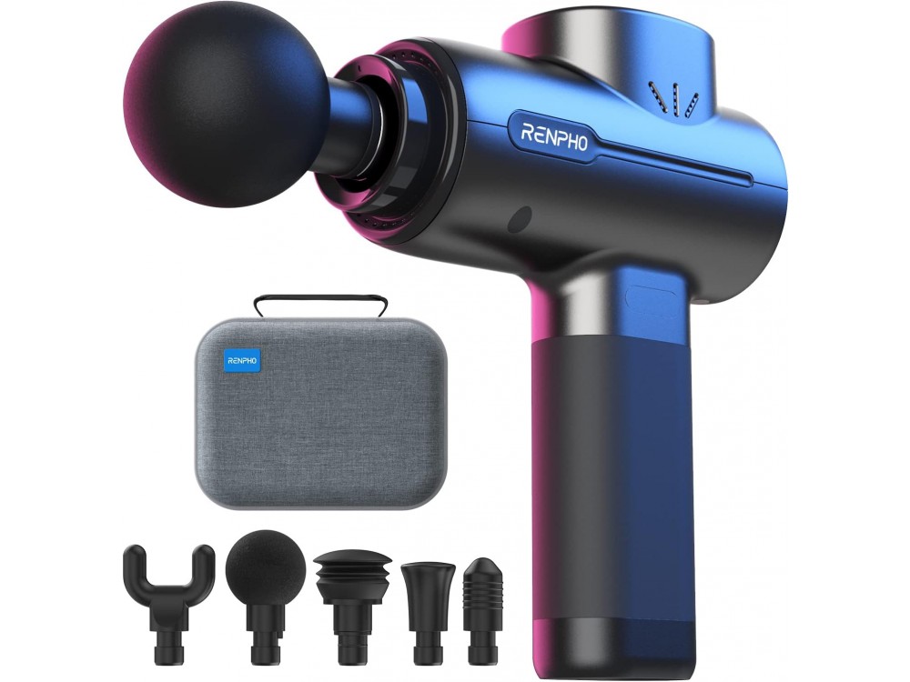 RENPHO Active Massage Gun, for Athletic Massage and Muscle Recovery, WIreless, 5 Motor Speeds & 5 Accessories