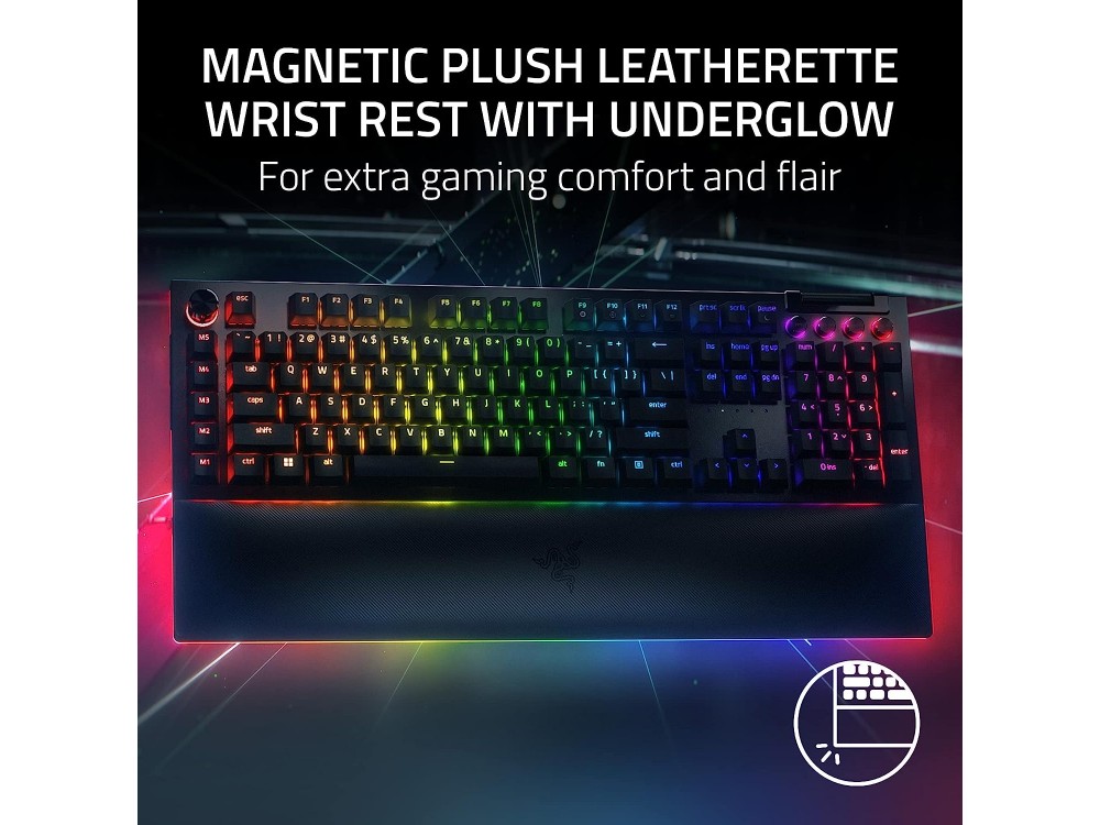 Razer BLACKWIDOW V4 PRO  Gaming Mechanical Keyboard (Yellow Switches) with 8 Macros, Wrist Rest & RGB Lighting