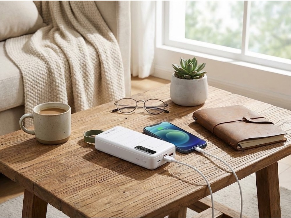 Remax Noah 30000 PD 22.5W USB-C Power Bank with LED Indicator 30,000mAh Power Delivery & QC3.0, White