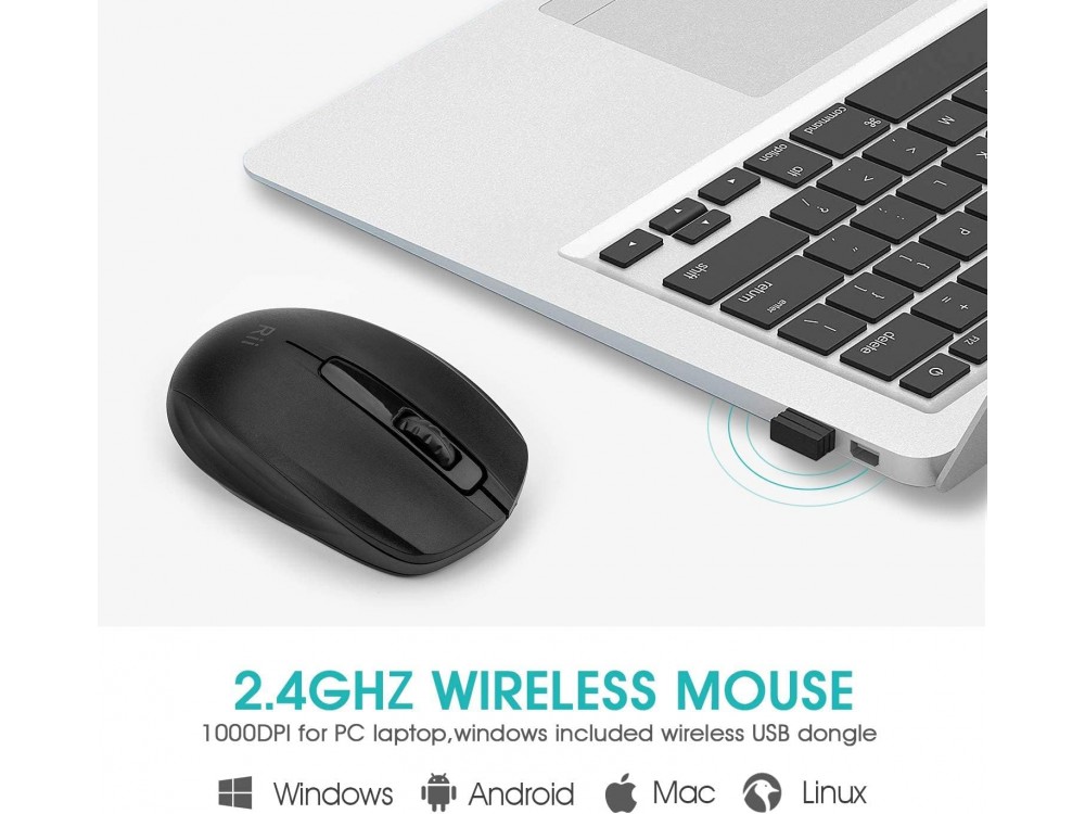 Rii RM100 Wireless Mouse, 1000 DPI, 3 Buttons, for Windows / Linux / Mac OS