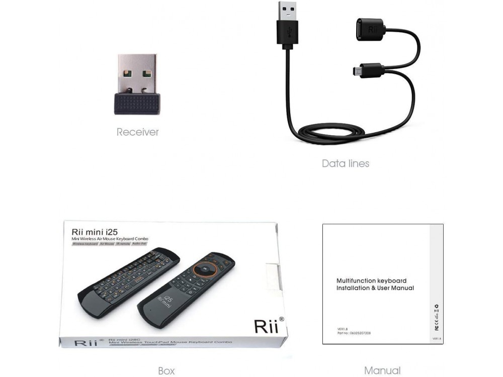 Rii i25 mini Ασύρματο πληκτρολόγιο με Air Mouse
