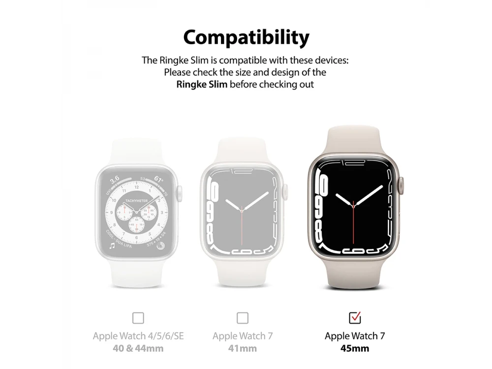 Ringke Apple Watch 7 (45mm) Slim Θήκη, Σετ των 2 (Clear & Matte Black)