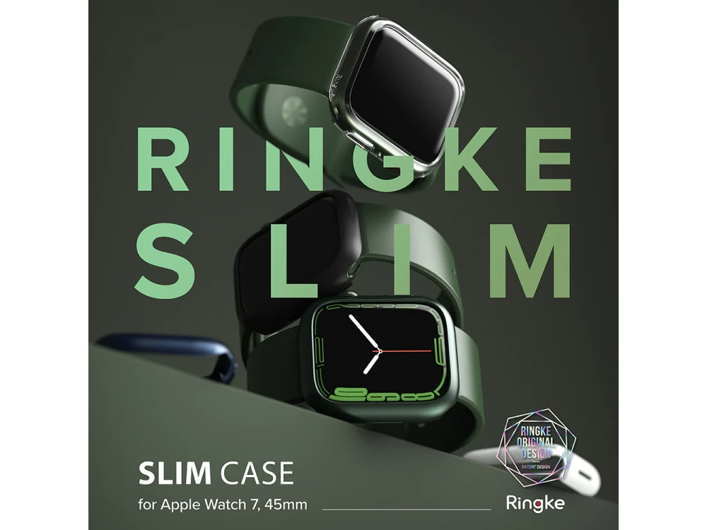 Ringke Apple Watch 7 (45mm) Slim Θήκη, Σετ των 2 (Clear & Matte Black)