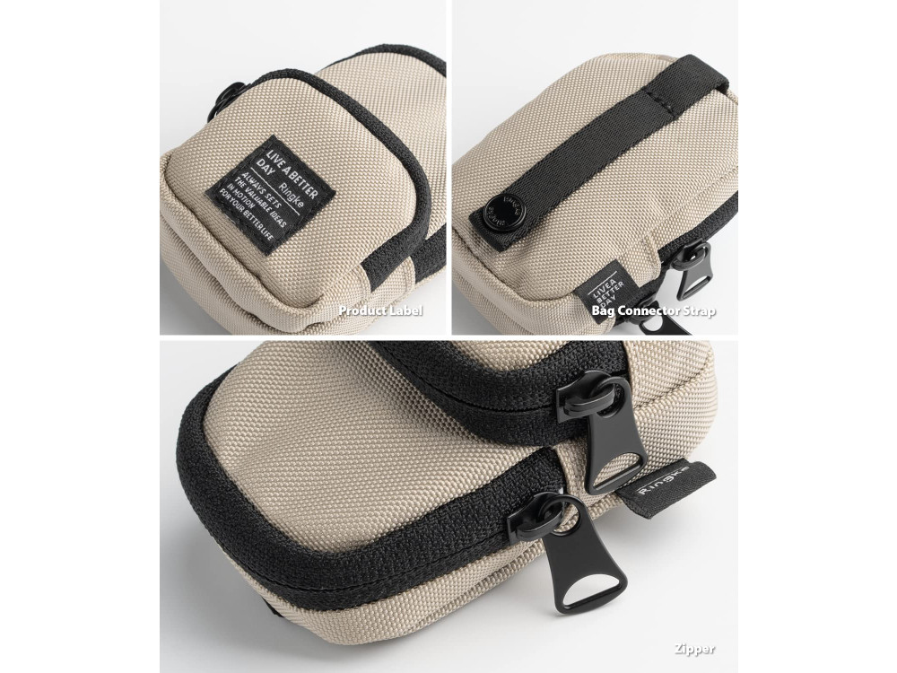 Ringke Mini Pouch Two Pocket, Τσαντάκι / Θήκη Ταξιδίου για μεταφορά Gadget, Ηλεκτρονικών ειδών & Εγγράφων, Beige
