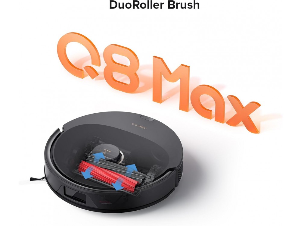 Roborock Q8 MAX Smart Robot Vacuum / Mopping Cleaner με Λειτουργία Σφουγγαρίσματος, 5500Pa, Lidar 3.0 & 3D Μapping, Μαύρη