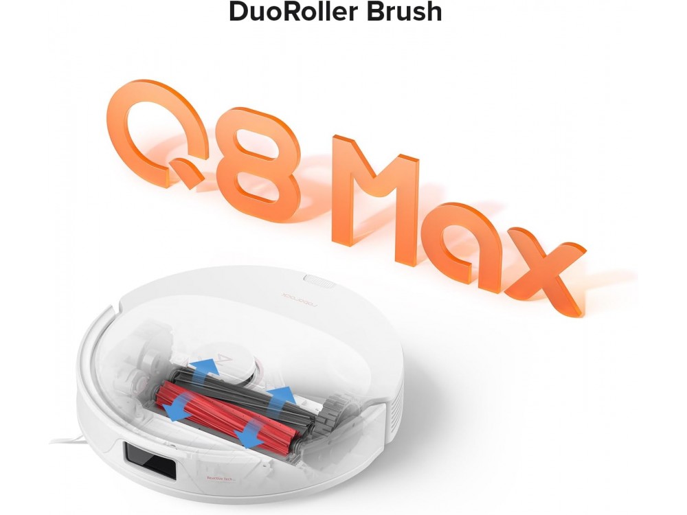 Roborock Q8 MAX Smart Robot Vacuum / Mopping Cleaner με Λειτουργία Σφουγγαρίσματος, 5500Pa, Lidar 3.0 & 3D Μapping, Λευκή