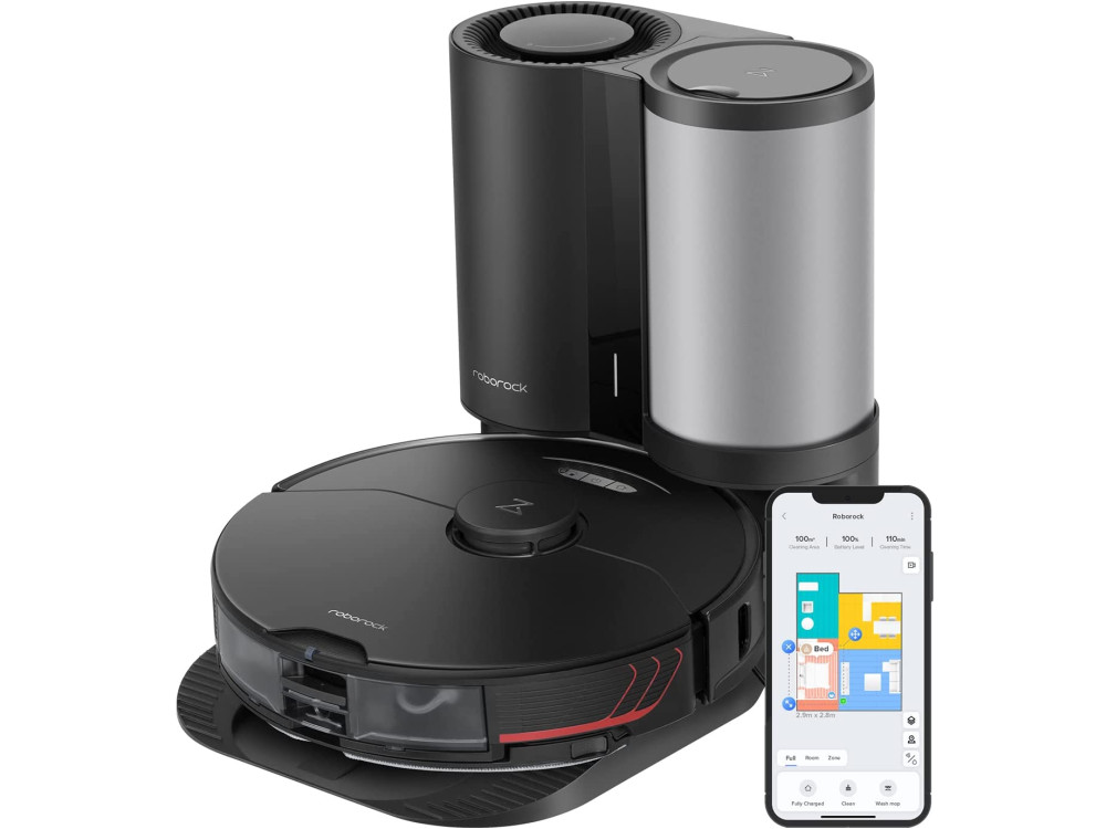 Roborock S7 MaxV Plus - Smart Robot Vacuum / Mopping Cleaner με Σφουγγάρισμα VibraRise, 5100Pa, Dock & ReactiveAI 2.0, Μαύρη