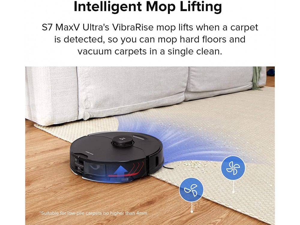 Roborock S7 MaxV Ultra - Smart Robot Vacuum / Mopping Cleaner με Αυτοκαθαριζόμενη Σφουγγαρίστρα & Dock, 5100Pa, Μαύρη