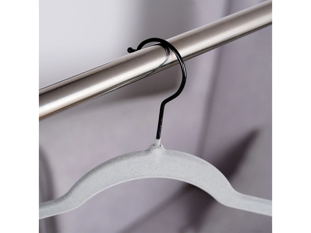 Vilde Velvet Clothes Hangers Set of 10pcs with Rotating Hook, Gray