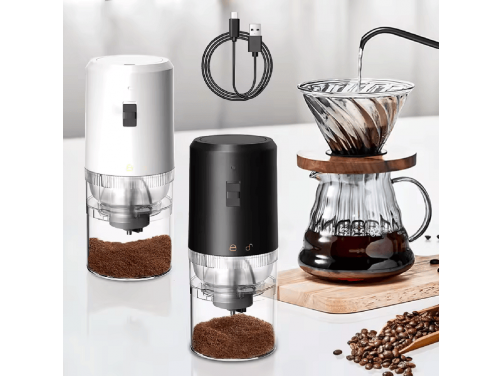 AJ Burr Portable Coffee Grinder, Φορητός Μύλος Καφέ για Όλα τα Είδη Καφέ, Black