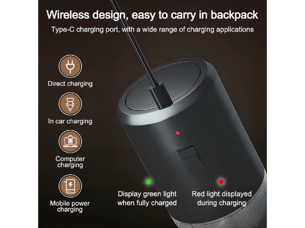 AJ Burr Portable Coffee Grinder, Φορητός Μύλος Καφέ για Όλα τα Είδη Καφέ, Black