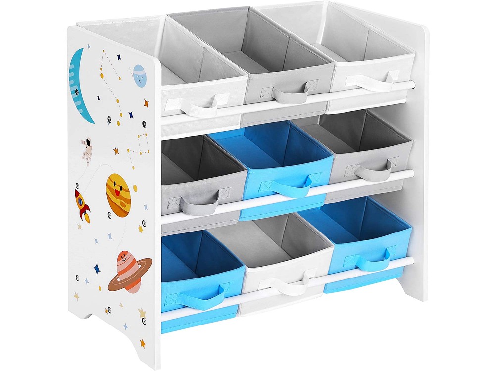 Songmics Toy and Book Organiser for Kids,  9 Removable Non-Woven Fabric Boxes with Handles 62.5 x 29.5 x 60cm
