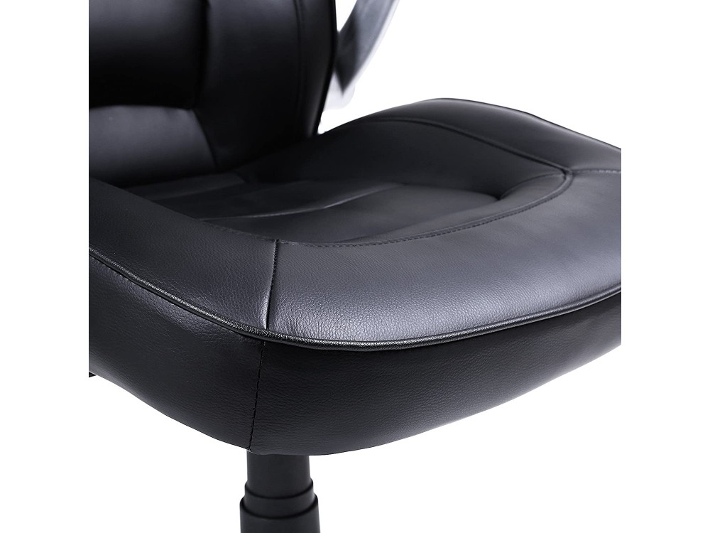 Songmics Sporty Office Chair, PU Leather Καρέκλα Γραφείου με Ανάκλιση, Ρυθμιζόμενα Μπράτσα, Black