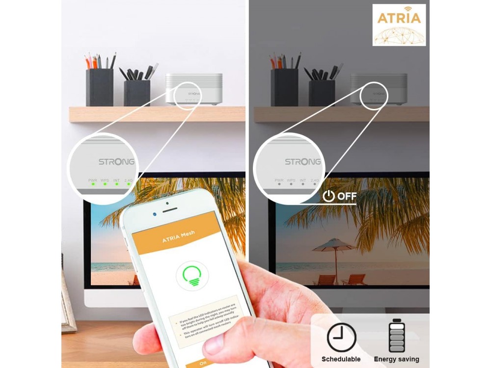 Strong ATRIA Mesh Kit AX3000, WiFi Mesh Network Access Point Wi-Fi 6 Dual Band (2.4 & 5GHz) in Dual Kit