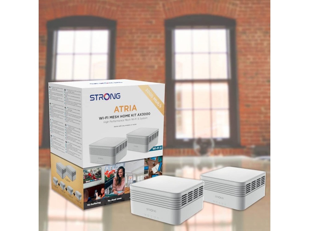 Strong ATRIA Mesh Kit AX3000, WiFi Mesh Network Access Point Wi-Fi 6 Dual Band (2.4 & 5GHz) in Dual Kit
