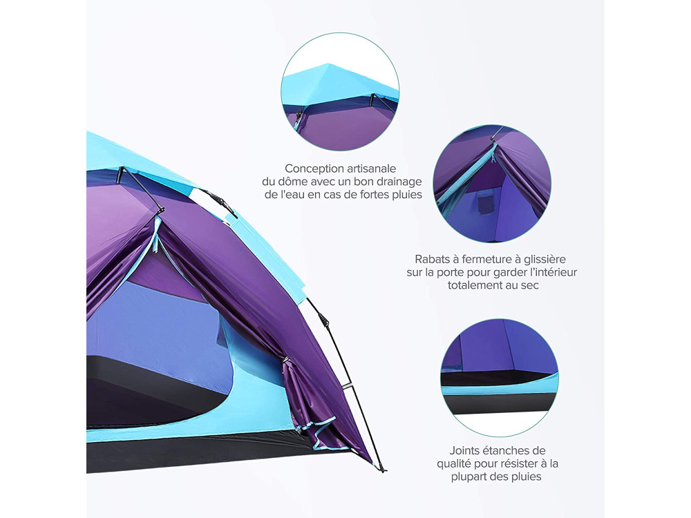 Sable Waterproof Pop-Up Camping Tent, Αδιάβροχη Σκηνή 4 Ατόμων, Αυτόματη 230 x 210 x 140cm - SA-HF044