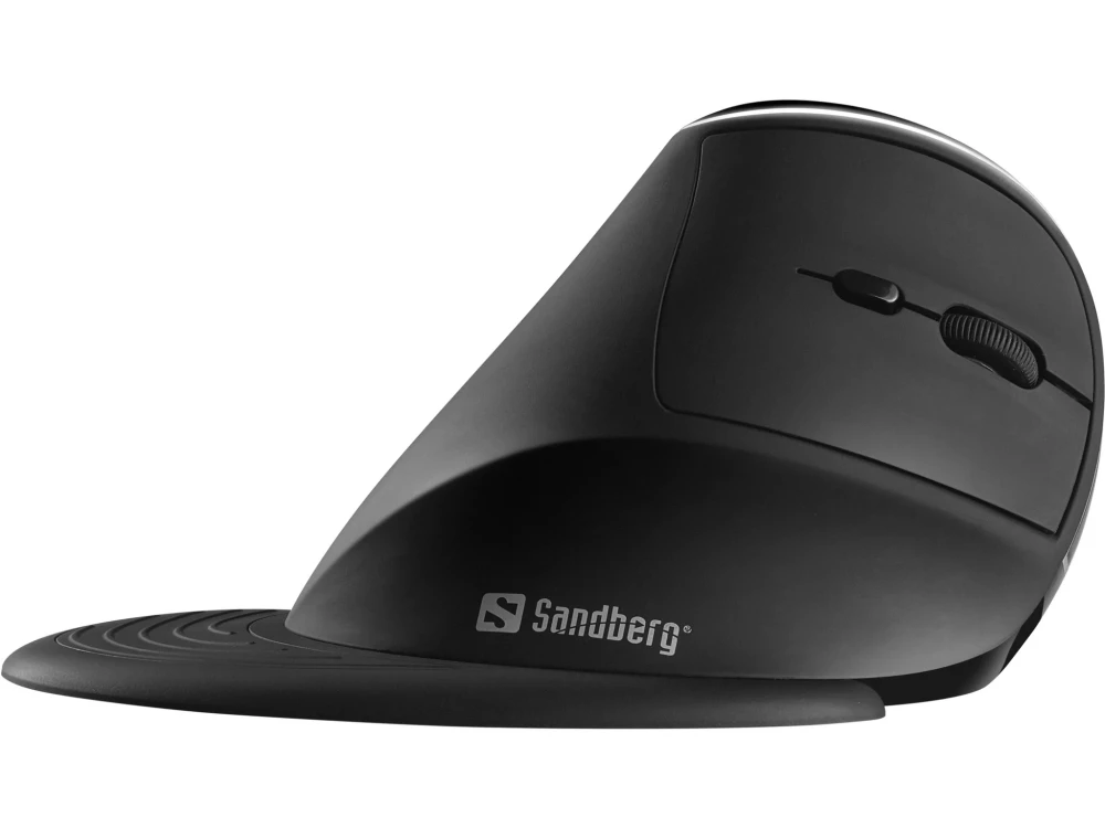 Sandberg Wireless Vertical Ergonomic LED Light Mouse, 1.000-4.200DPI, 6 Keys, 2.4GHz & Arm Rest, Black