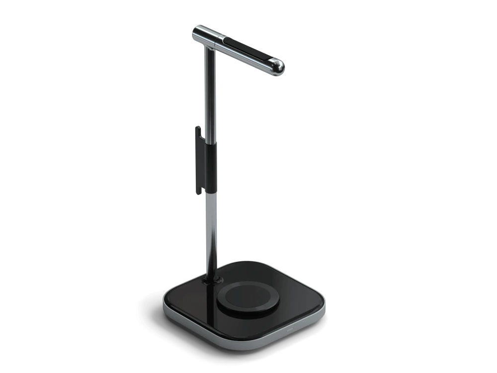 Satechi Aluminum 2-in-1 Headphone Stand, Desk Headphone Stand with Qi Wireless Mobile Charger, Space Gray