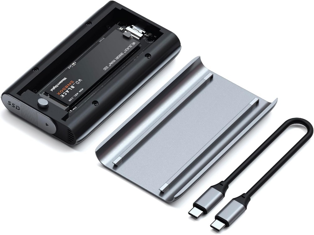 Satechi M.2 SSD Pro Enclosure, External SSD 2.5" SATA III NVMe Casing, Alloy Design, 40Gbps, up to 16TB, PCI-E Gen 4x4, Space Grey