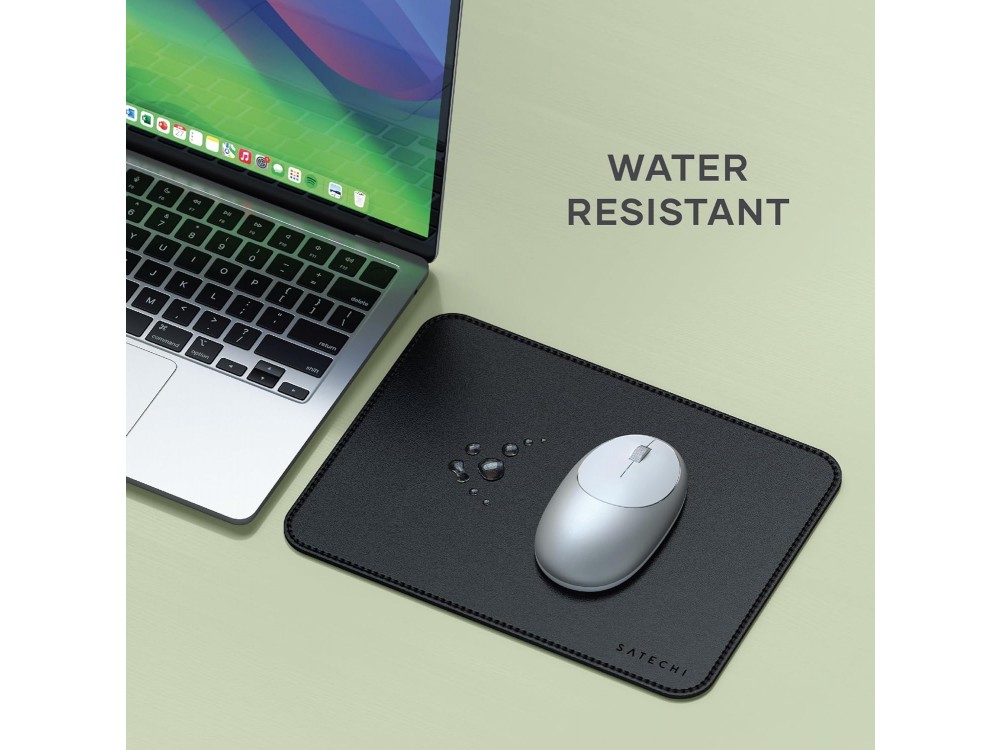 Satechi Premium Vegan-Leather Ergonomic & Waterproof Mouse Pad 25 x 19 cm, Black
