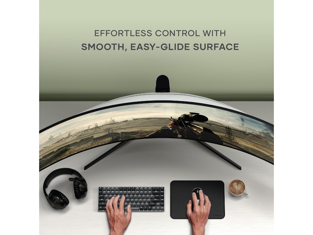 Satechi Premium Vegan-Leather Ergonomic & Waterproof Mouse Pad 25 x 19 cm, Black