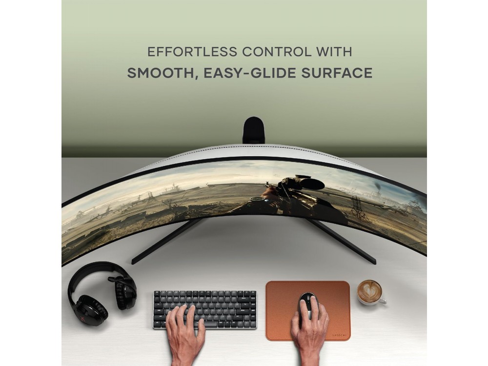 Satechi Premium Vegan-Leather Ergonomic & Waterproof Mouse Pad 25 x 19 cm, Brown