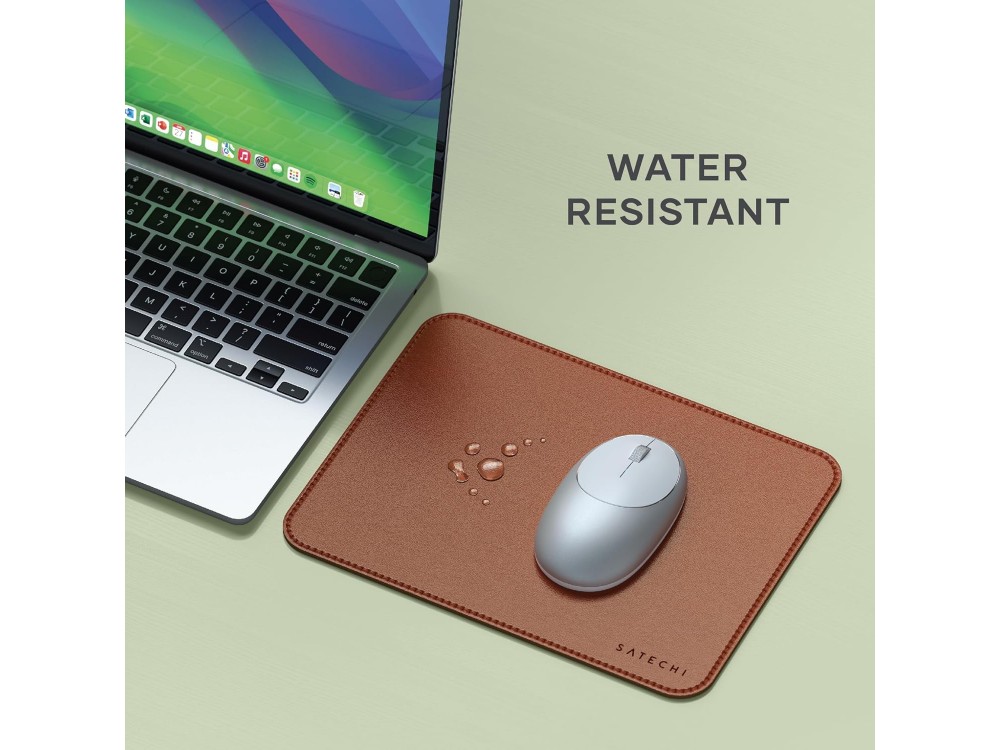 Satechi Premium Vegan-Leather Ergonomic & Waterproof Mouse Pad 25 x 19 cm, Brown