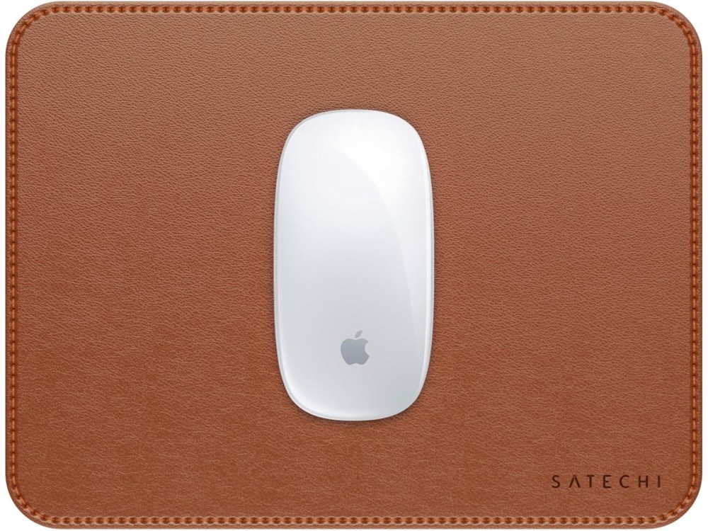 Satechi Premium Vegan-Leather Ergonomic & Waterproof Mouse Pad 25 x 19 cm, Brown