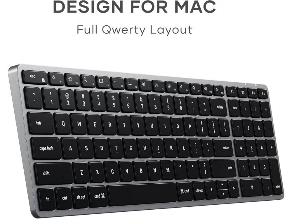 Satechi Slim X2 Backlit, Aluminum Keyboard (MAC Layout), Bluetooth Connection, with 10 Brightness Levels, Space Gray
