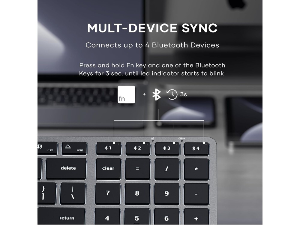 Satechi Slim X2 Backlit, Aluminum Keyboard (MAC Layout), Bluetooth Connection, with 10 Brightness Levels, Space Gray