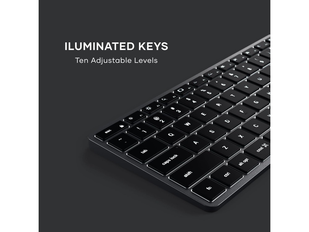 Satechi Slim X2 Backlit, Aluminum Keyboard (MAC Layout), Bluetooth Connection, with 10 Brightness Levels, Space Gray