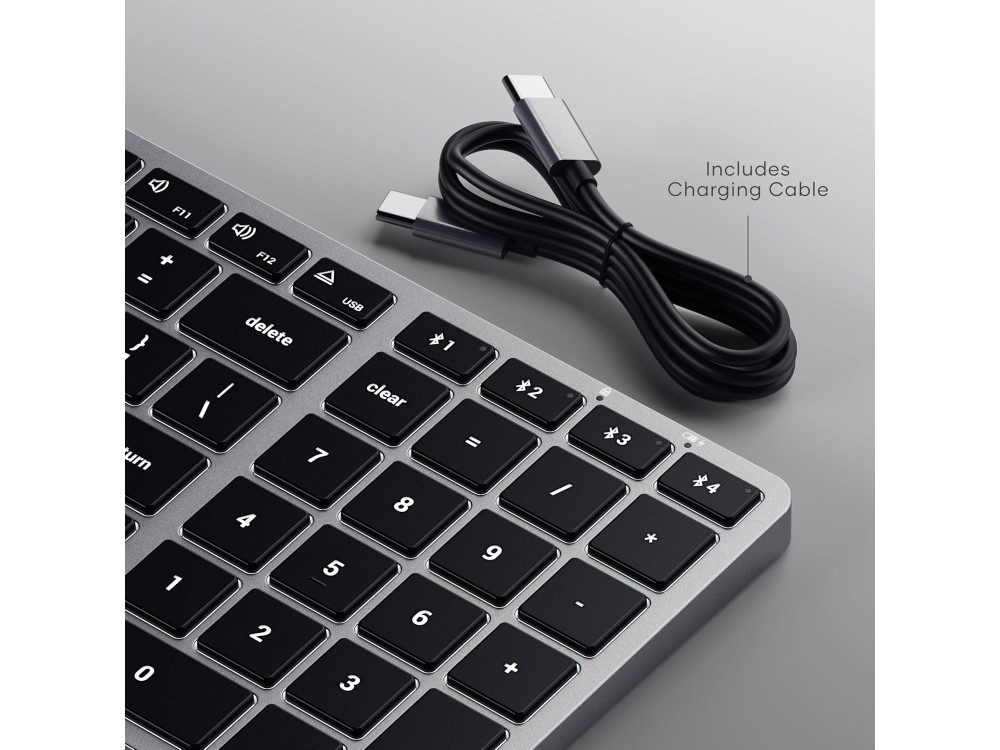 Satechi Slim X2 Backlit, Aluminum Keyboard (MAC Layout), Bluetooth Connection, with 10 Brightness Levels, Space Gray