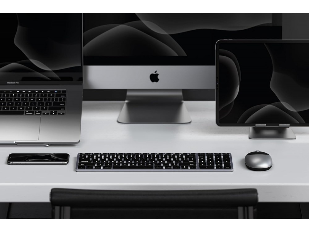 Satechi Slim X2 Backlit, Aluminum Keyboard (MAC Layout), Bluetooth Connection, with 10 Brightness Levels, Space Gray