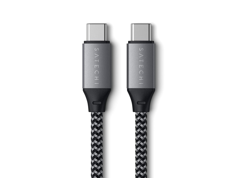 Satechi Καλώδιο USB-C to USB-C 25cm, USB 4.0 with Nylon Braiding 100W, Space Grey