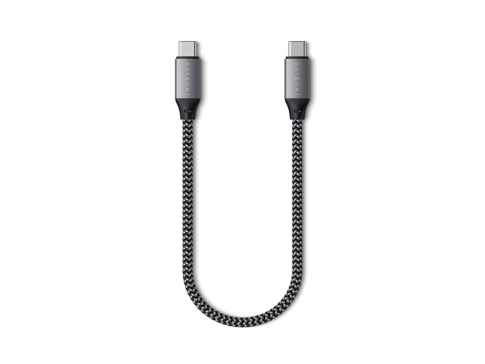 Satechi Καλώδιο USB-C to USB-C 25cm, USB 4.0 with Nylon Braiding 100W, Space Grey
