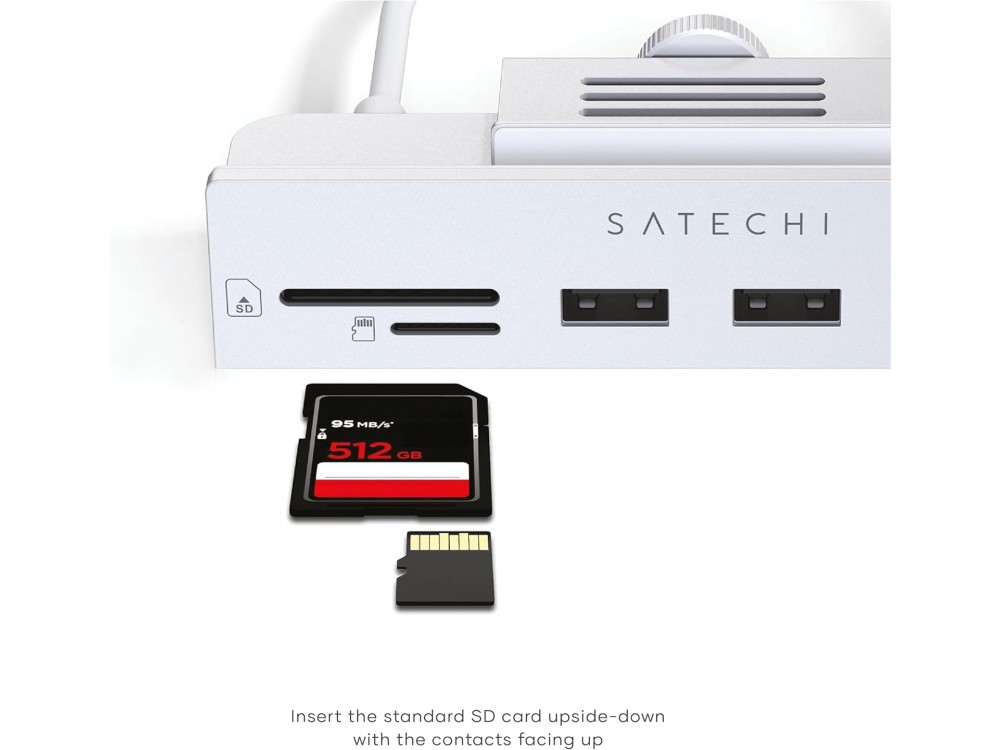 Satechi USB-C Clamp για iMac 24-inch 2021-2027 & Apple Studio Display Data Hub USB-C 5Gbps + USB-A 5Gbps*3 + Micro/SD Reader