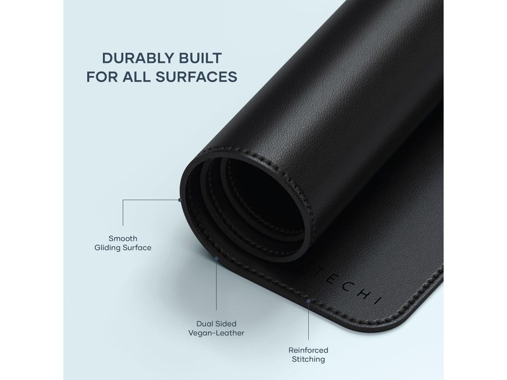 Satechi Vegan Leather Desk Mat, Waterproof Mouse Pad XL 68cm x 31.5cm, Black