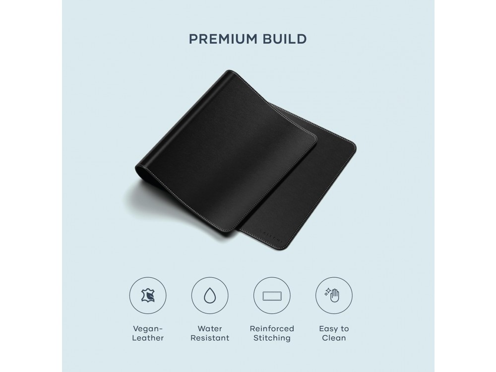 Satechi Vegan Leather Desk Mat, Waterproof Mouse Pad XL 68cm x 31.5cm, Black