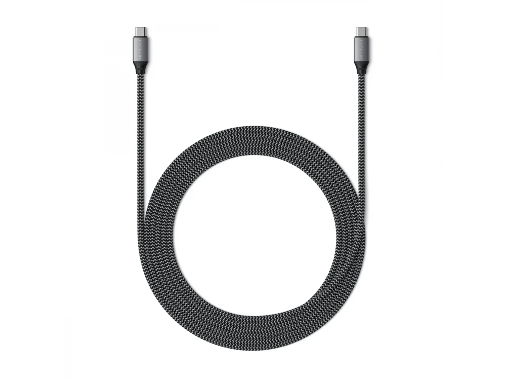 Satechi USB-C to USB-C Cable 2m, with Nylon Weave 100W, Space Gray