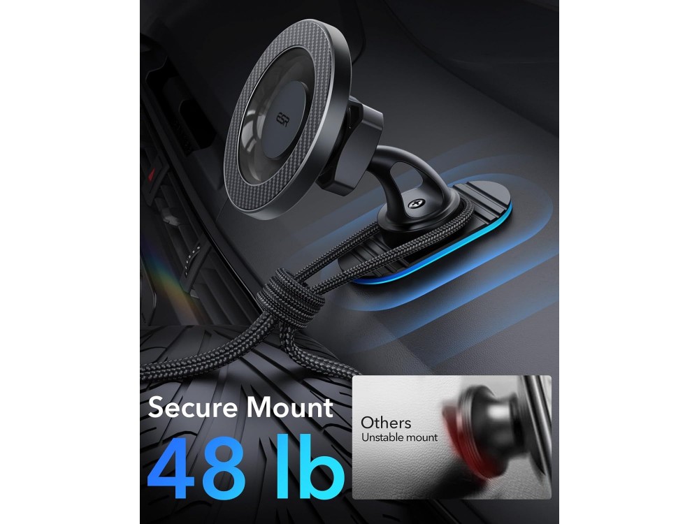 ESR HaloLock Magnetic Car Phone Mount, Βάση Αυτοκινήτου αεραγωγού συμβατή με MagSafe για iPhone 15 / 14 Series, Carbon