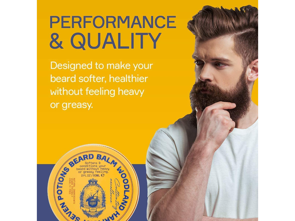 Seven Potions Beard Balm for Men, Λάδι Περιποίησης Γενειάδας για Ενυδάτωση & Φρεσκάδα Cruelty-free Vegan - Woodland Harmony 60ml