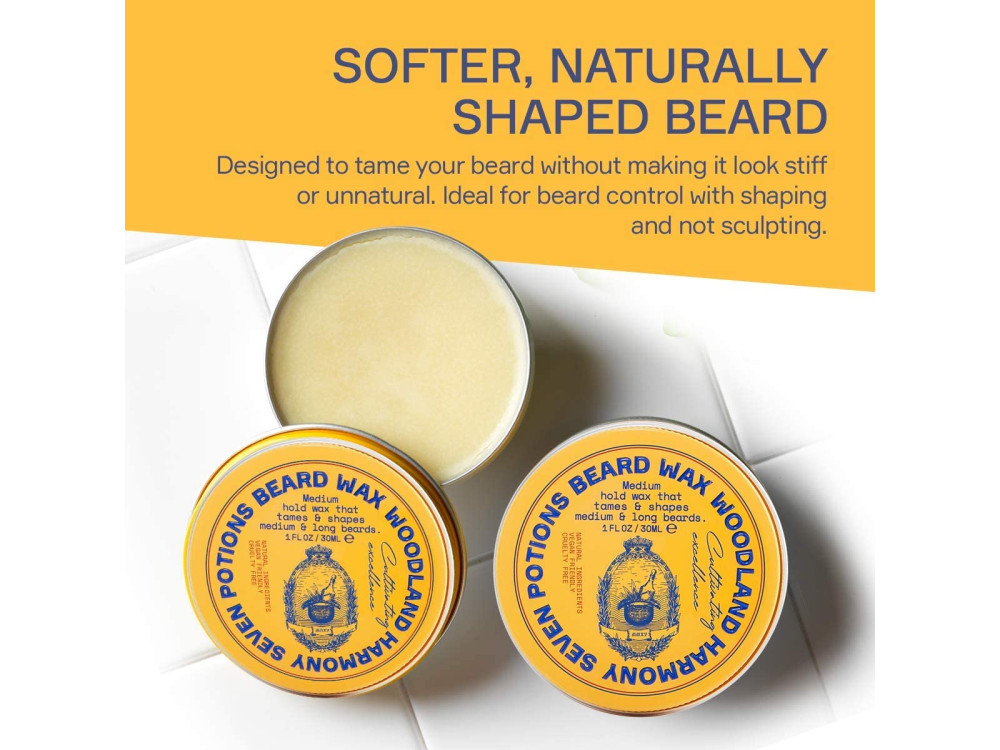 Seven Potions Beard Wax for Men, for Holding & Nourishment Cruelty-free Vegan - Woodland Harmony 30ml