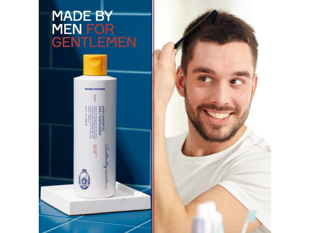 Seven Potions Daily Energizing Men's Hair Shampoo, Σαμπουάν για Βαθύ Καθαρισμό & Κάθε Τύπο Μαλλιών 100% Cruelty-free Vegan 250ml