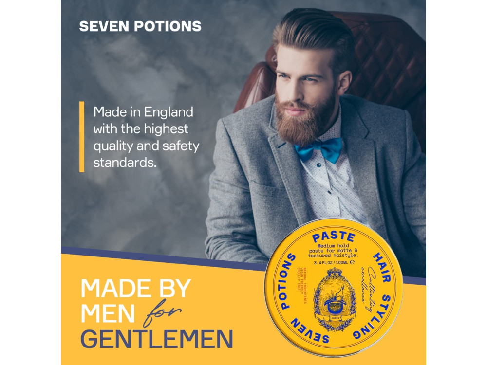 Seven Potions Men's Hair Styling Paste, 100% Cruelty-free Vegan 100ml